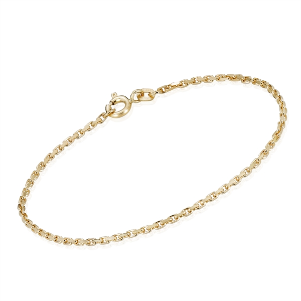 14 ct Anchor Facet Gold Bracelet, 17 cm and 1,4 mm (thread 0,5 mm) with spring ring clasp